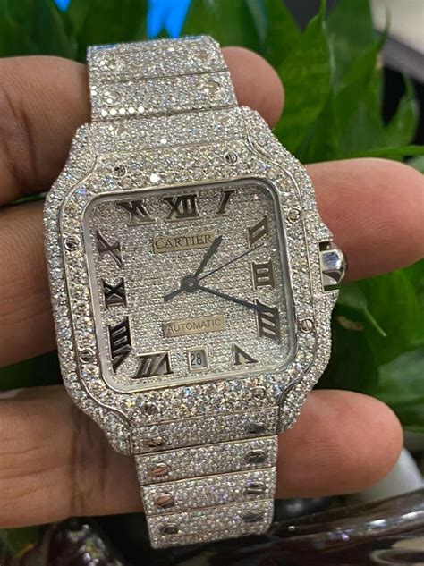 cartier diamond watches for men|cartier diamond encrusted watch.